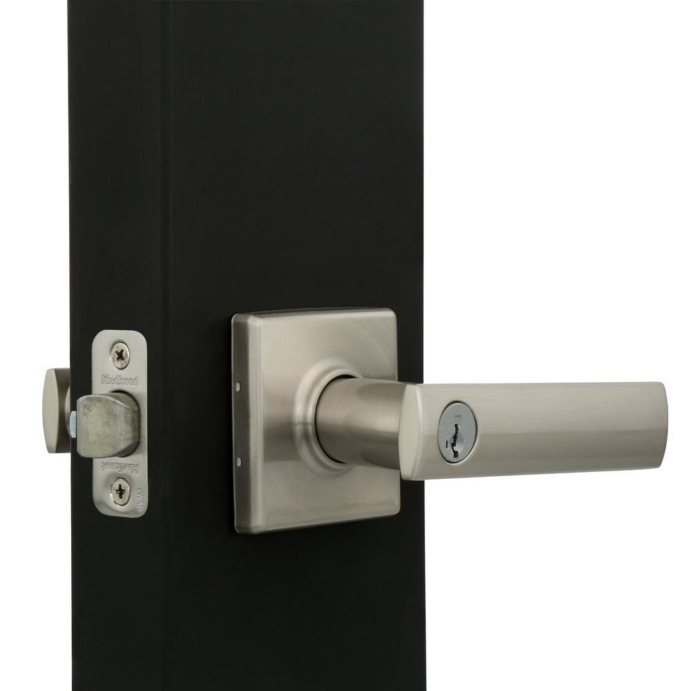 Vedani Satin Nickel Square Exterior Entry Door Lever featuring SmartKey Security - Super Arbor