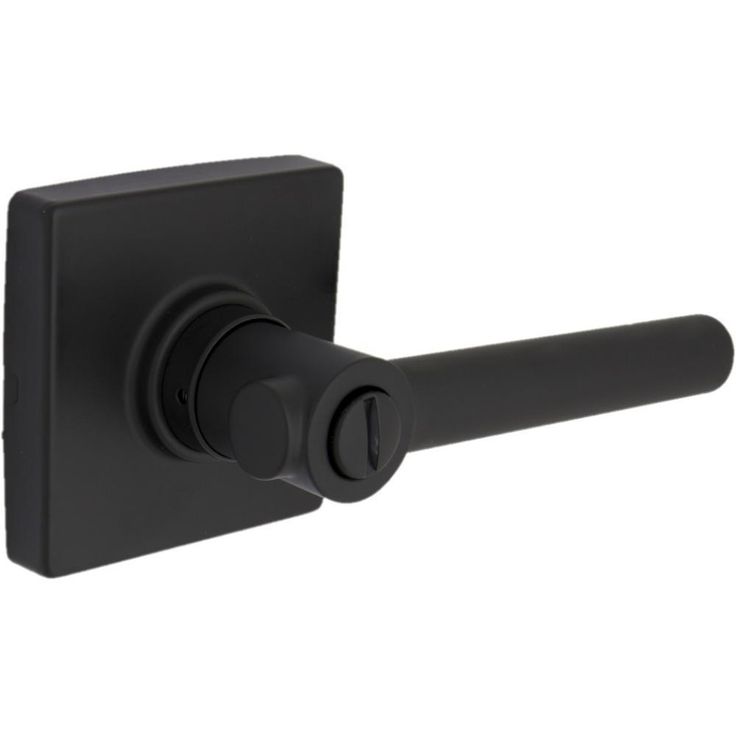 Highland Matte Black Bed and Bath Door Lever with Square Rose