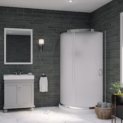 OVE Decors Breeze Paris Chrome Acrylic Wall Floor Round 4-Piece Corner Shower Kit (Actual: 76-in x 36-in x 36-in)