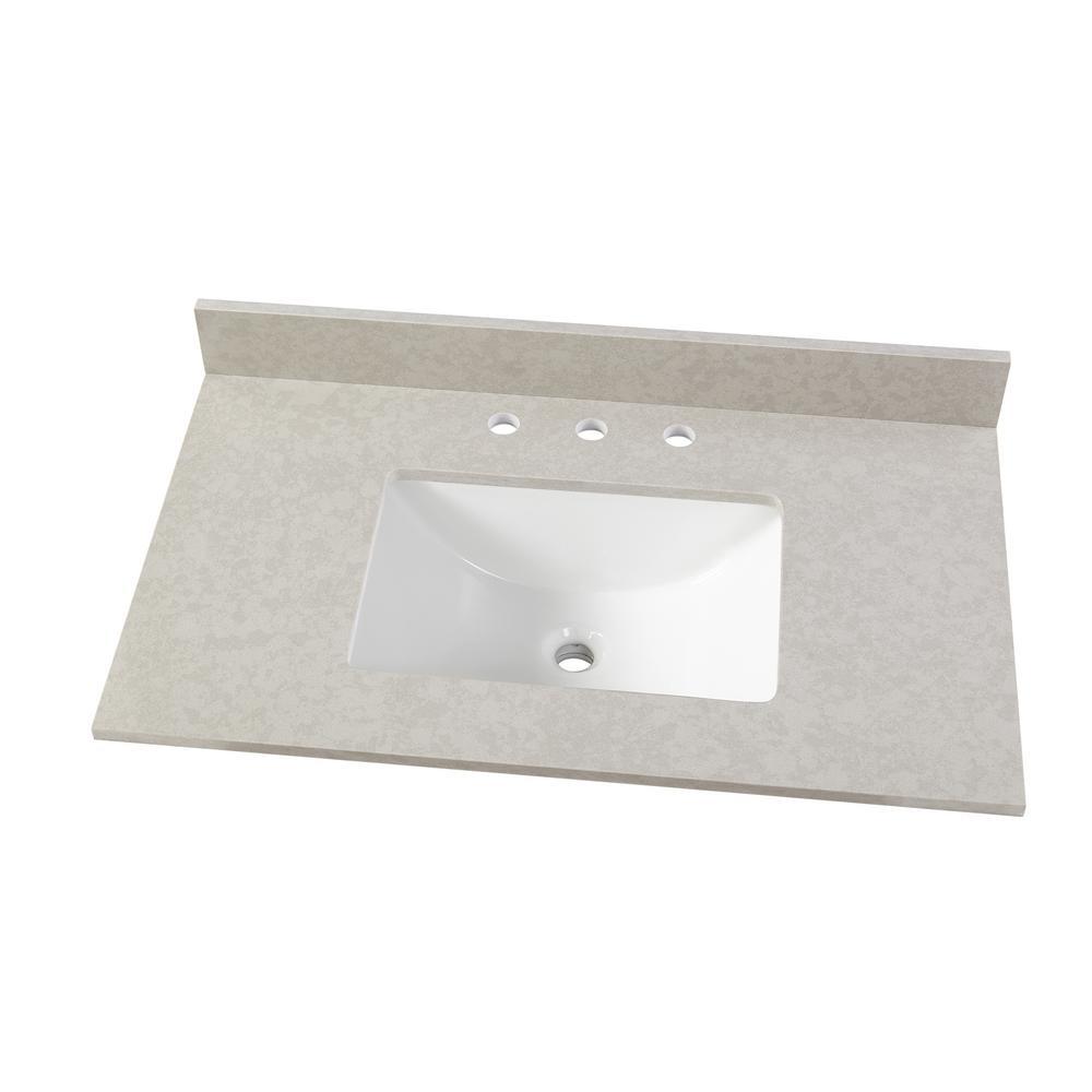 25 in. W x 19 in. D Marble Vanity Top in Carrara with White Single Trough Sink - Super Arbor