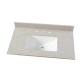 25 in. W x 19 in. D Marble Vanity Top in Carrara with White Single Trough Sink - Super Arbor