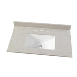 61 in. W Engineered Marble Single Sink Vanity Top in Winter White with White Trough Sink - Super Arbor