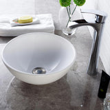 Vessel Sink in White Porcelain Ceramic 13 in. x 13 in. Bathroom Round Bowl - Super Arbor