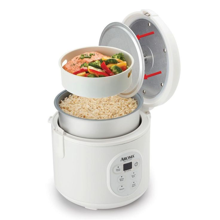 8-Cup White Digital Rice Cooker in Black Control Panel