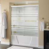 Crestfield 60 in. x 58-1/8 in. Traditional Semi-Frameless Sliding Bathtub Door in Bronze and 1/4 in. (6mm) Niebla Glass - Super Arbor