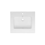 24 in. Ceramic Single Faucet Hole Vanity Top in White with White Basin - Super Arbor