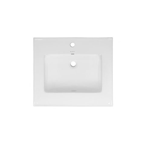 24 in. Ceramic Single Faucet Hole Vanity Top in White with White Basin - Super Arbor