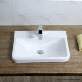 Rectangular 24 in. Drop-In Ceramic Bathroom Sink in White - Super Arbor