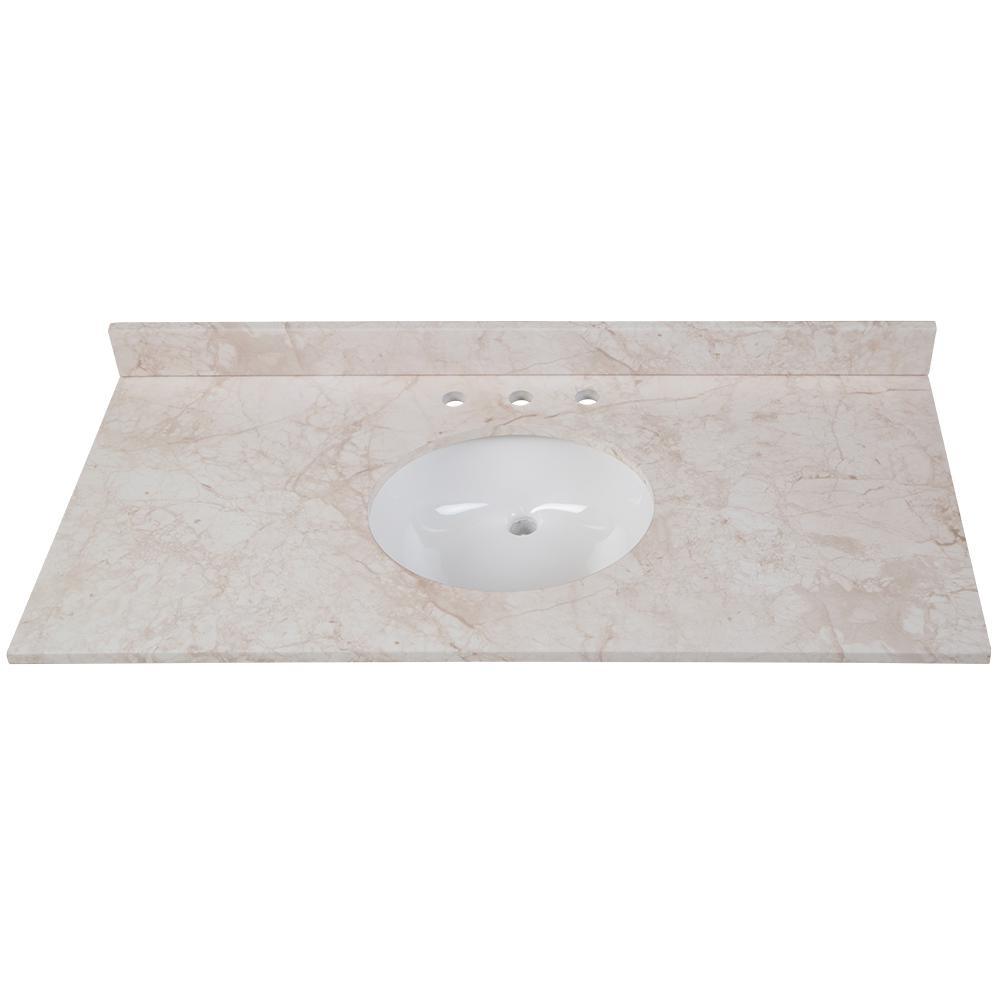 31 in. x 22 in. Stone Effects Vanity Top in Cascade with White Sink - Super Arbor