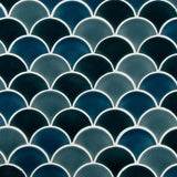 MSI Azul Scallop Glossy 13.11 in. x 9.96 in. x 8mm Glossy Porcelain Mesh-Mounted Mosaic Tile (9.1 sq. ft. / case)