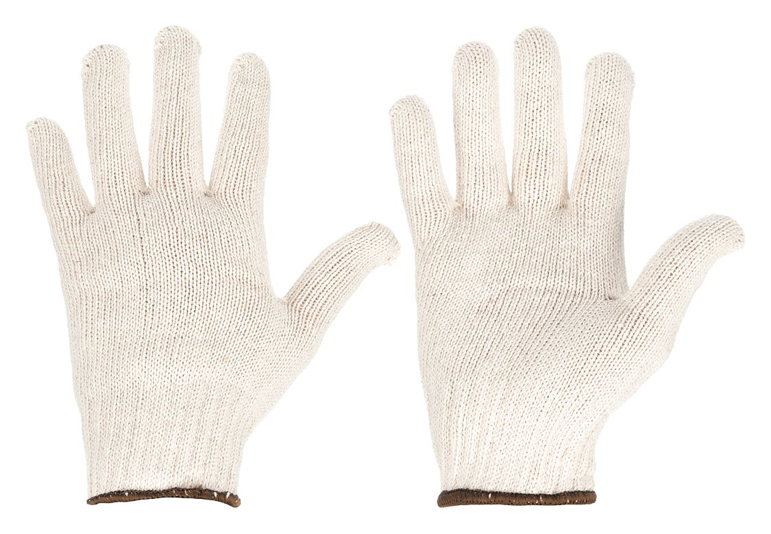 CONDOR Knit Gloves: Cotton/Polyester, Uncoated, Full Finger, Beige - Size L