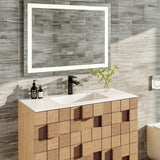 Eviva Mosaic 36"W x 20"D Natural Oak Wall Mount Bathroom Vanity with White Solid Surface Countertop and Integrated Sink