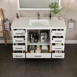 Eviva London 54 in. W x 18 in. D x 34 in. H Bathroom Vanity in White with White Carrara Marble/Quartz Top and White Sink