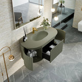 Eviva Haven 39"W x 22"D Green Wall Mount Bathroom Vanity with Green Solid Surface Countertop and Integrated Sink