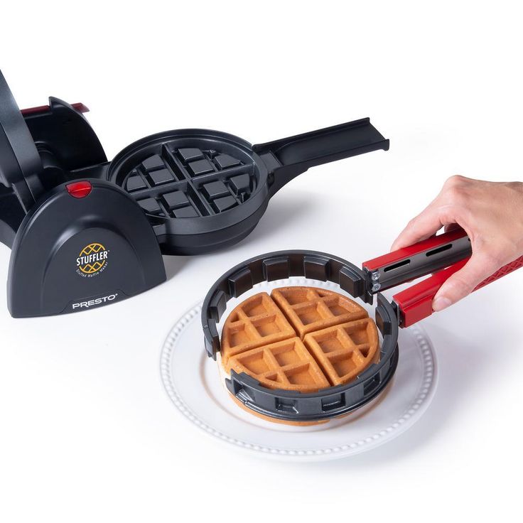 5 in. 900-Watt Black Belgian Stuffler Stuffed Waffle Maker
