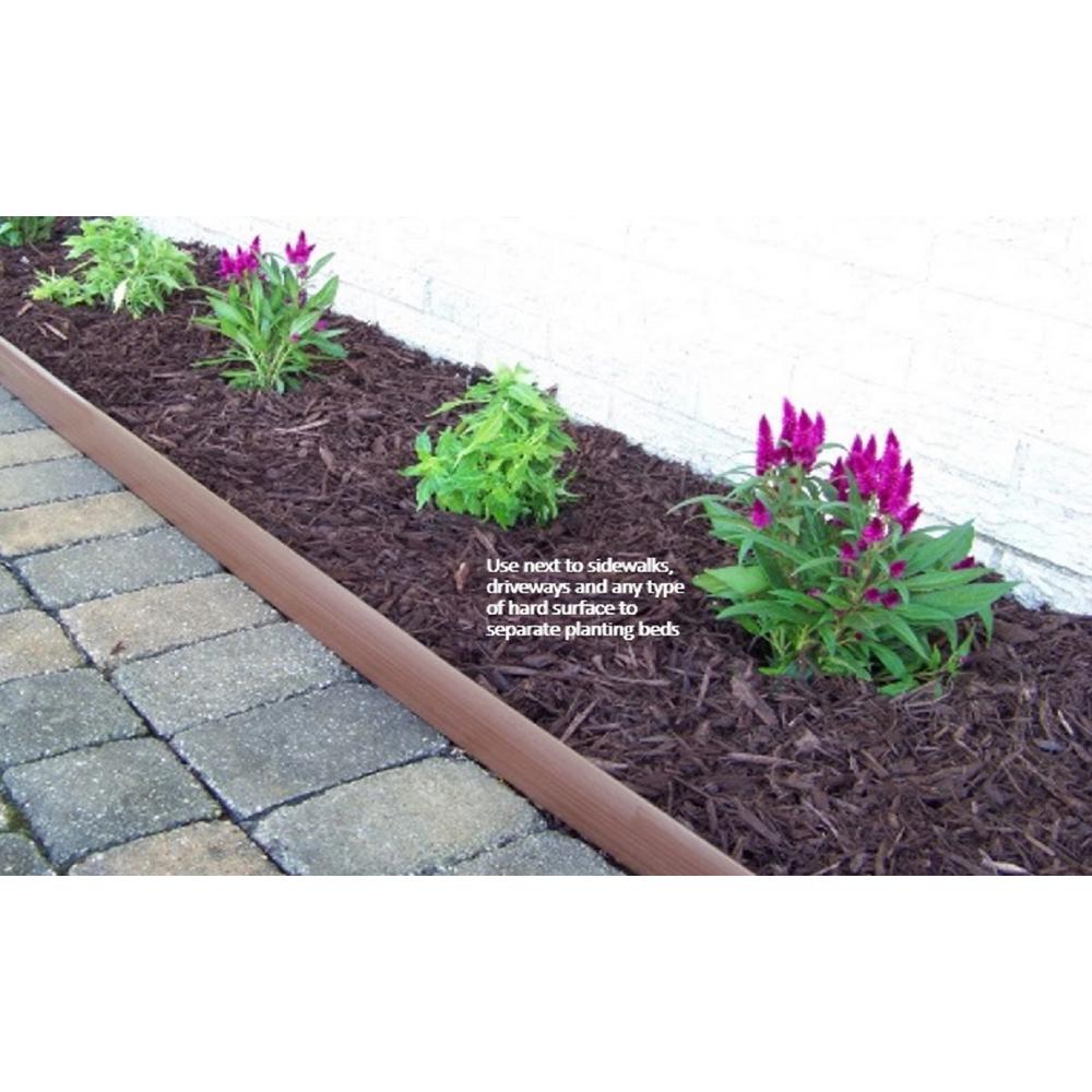 Valley View Industries 20 ft. L x 2 in. W x 3 in. H Light Brown Tall Resin Innovative Edge No Dig Edging with 9 in. Poly Stakes (10-Quantity) - Super Arbor