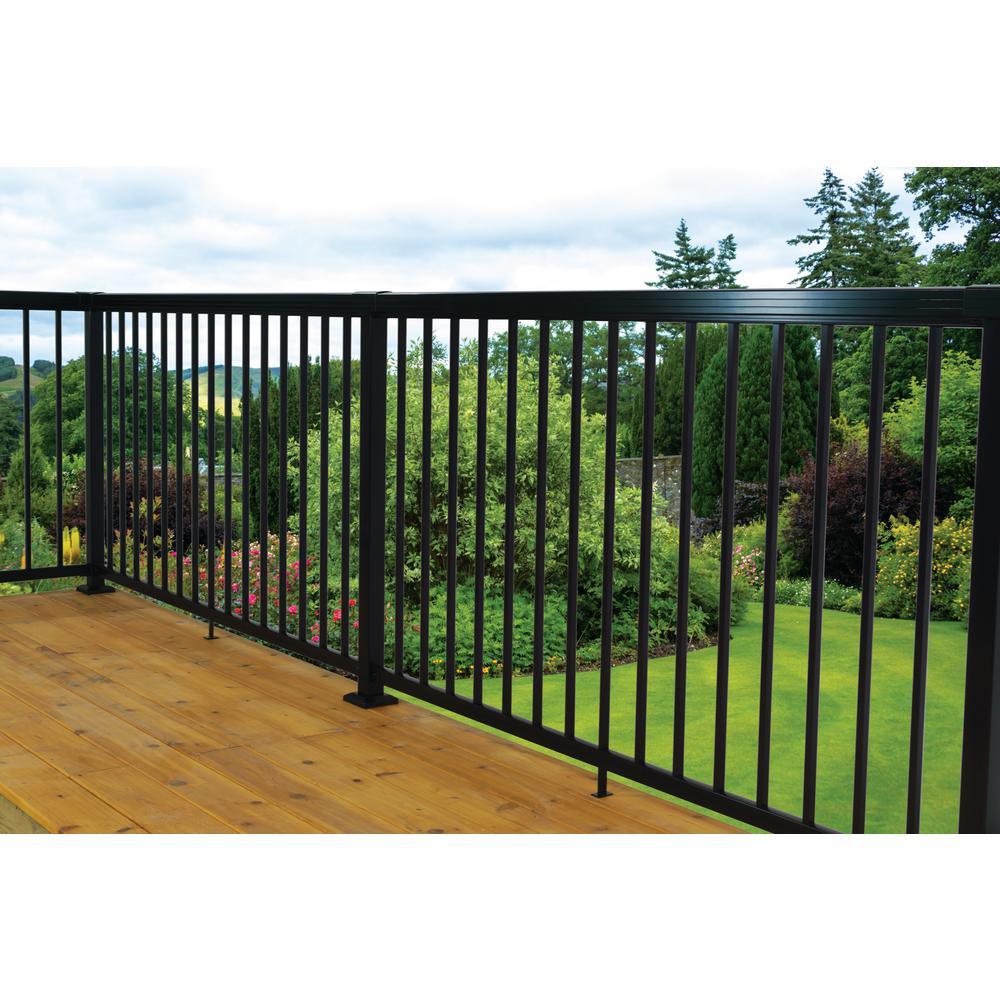 Vista Aluminum 8 ft. Textured Black Aluminum Level Top and Bottom Rail Pack - Super Arbor