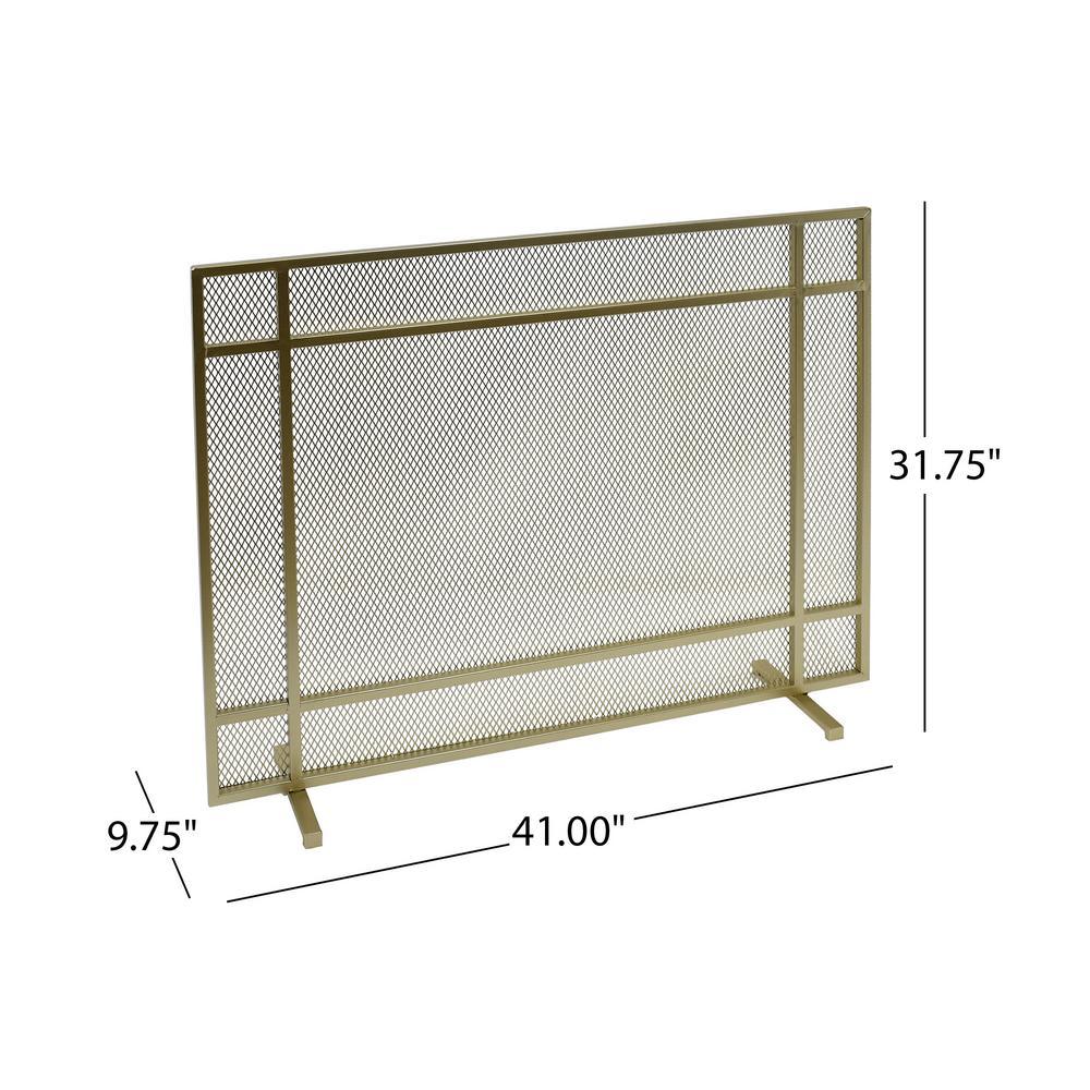 Cabarrus Modern Gold Single Panel Iron Fire Screen - Super Arbor