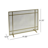 Cabarrus Modern Gold Single Panel Iron Fire Screen - Super Arbor