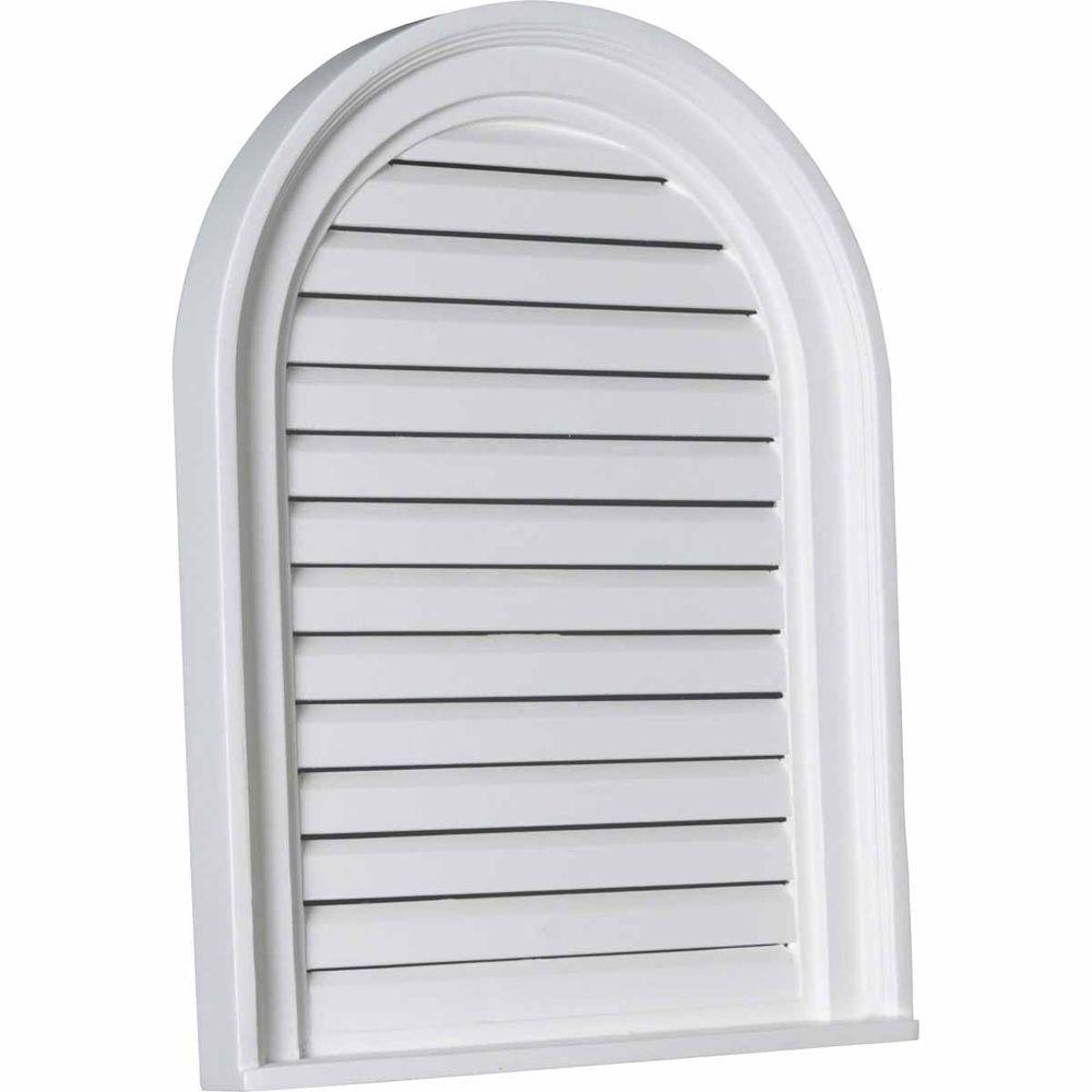 18 in. x 24 in. Round Top Primed Polyurethane Paintable Gable Louver Vent - Super Arbor