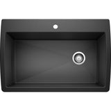DIAMOND Silgranit Dual Mount Granite Composite 33.5 in. 1-Hole Single Bowl Kitchen Sink in White - Super Arbor