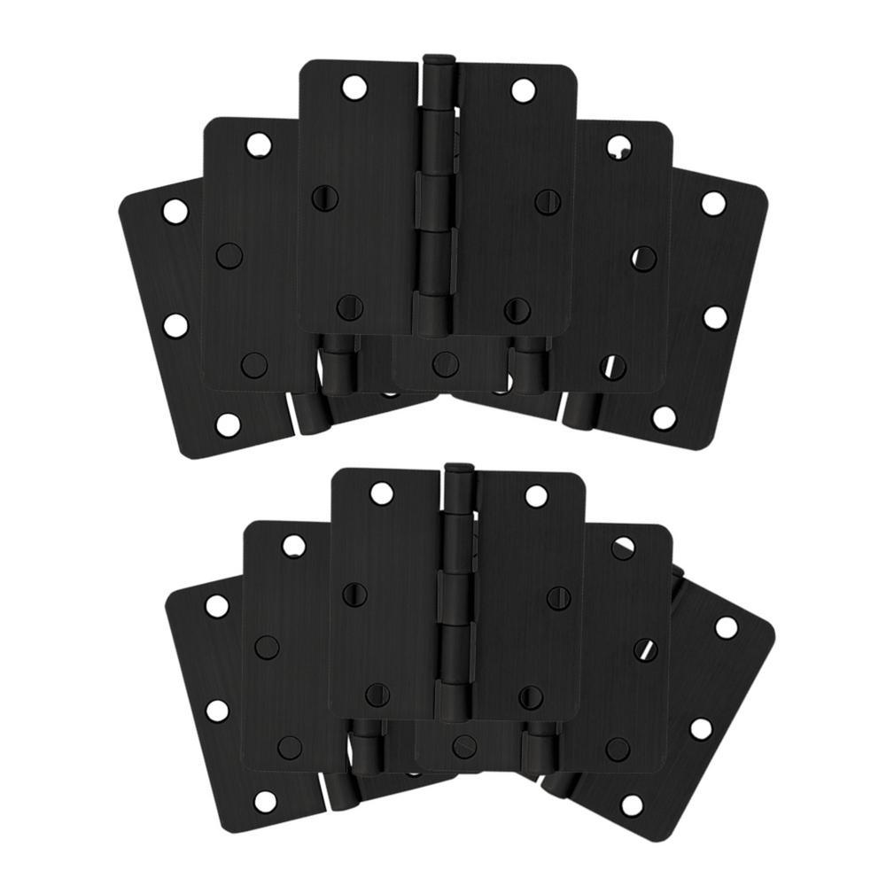 3-1/2 in. Square Corner Matte Black Door Hinge Value Pack (10 per Pack) - Super Arbor