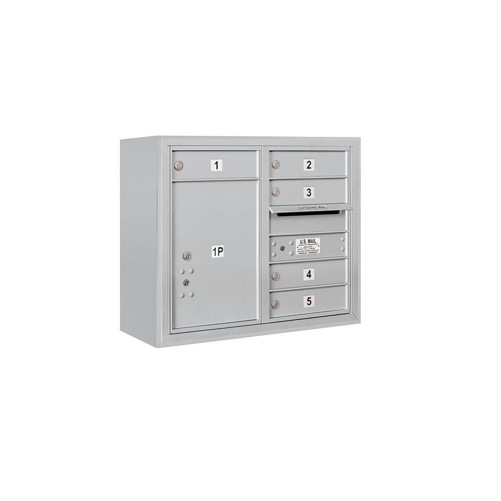 3800 Horizontal Series 5-Compartment with 1-Parcel Locker Surface Mount Mailbox - Super Arbor