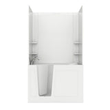Rampart 4.5 ft. Walk-in Non-Whirlpool Bathtub with Easy Up Adhesive Wall Surround in White - Super Arbor