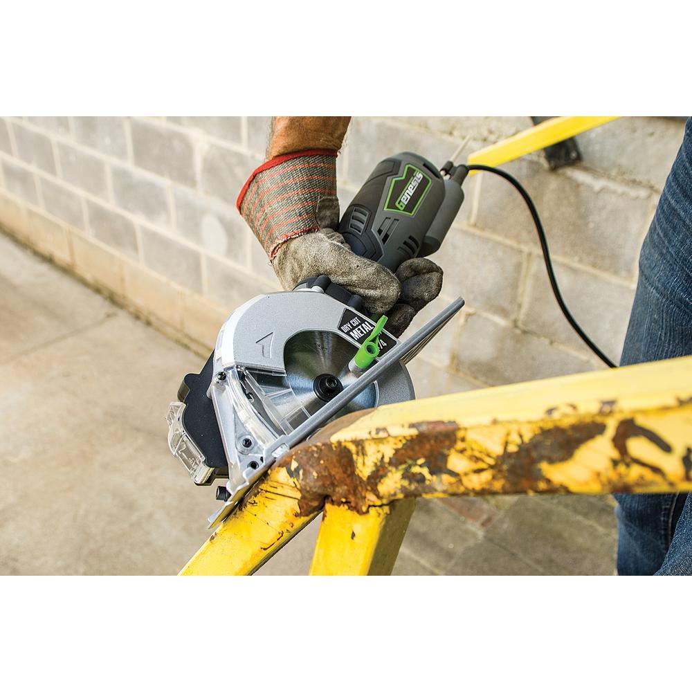 5.8 Amp 4-3/4 in. Control Grip Metal Cutting Compact Circular Saw with Chip Collector and Metal Cutting Blade - Super Arbor