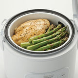 8-Cup White Digital Rice Cooker in Black Control Panel