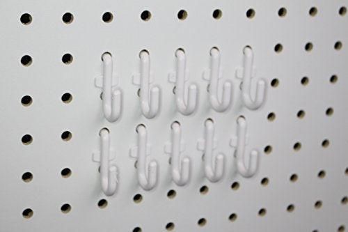 White Peg Board Hook Kit Garage Tool Storage Pegboard 50 pieces J Hook Style