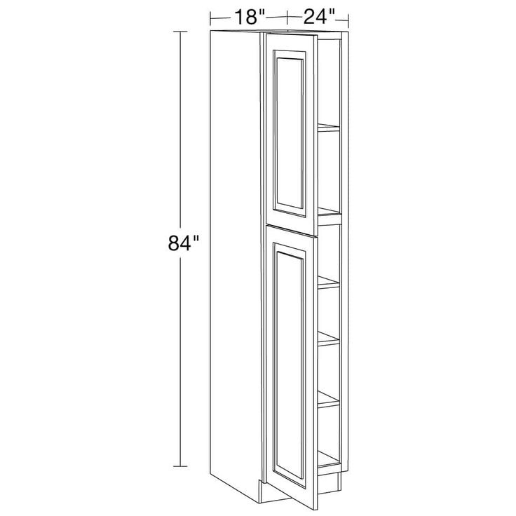 Home Decorators Collection Grayson 18 in. W x 24 in. D x 84 in. H Assembled Plywood Pantry Kitchen Cabinet in Deep Onyx with Soft Close LH