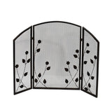 Greenbrier Modern Gold Iron Fire Screen with Leaf Accents - Super Arbor