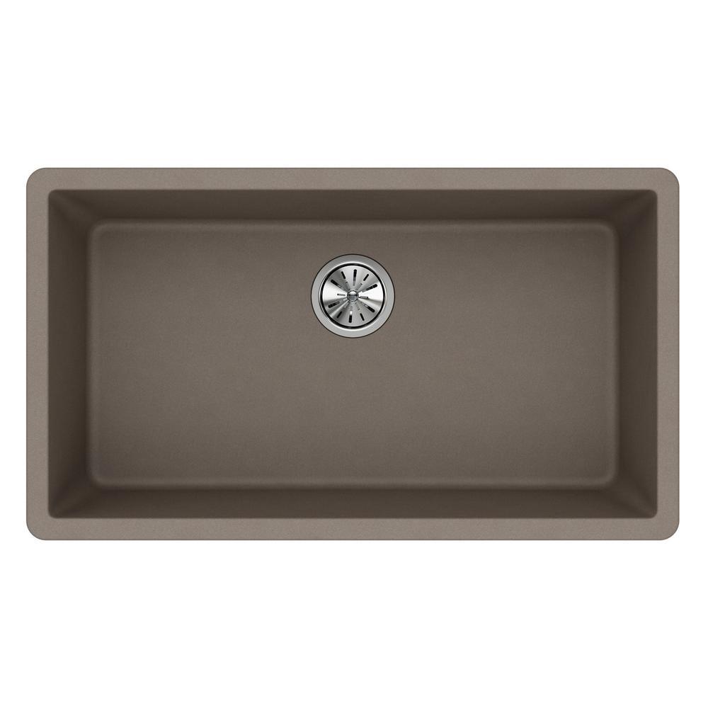 Quartz Classic Undermount Composite 33 in. Single Bowl Kitchen Sink in Black - Super Arbor