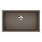 Quartz Classic Undermount Composite 33 in. Single Bowl Kitchen Sink in Black - Super Arbor