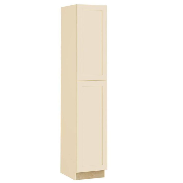 Home Decorators Collection Newport 18 in. W x 24 in. D x 90 in. H Assembled Plywood Pantry Kitchen Cabinet in Blended Cream with 4ROT Soft Close RH