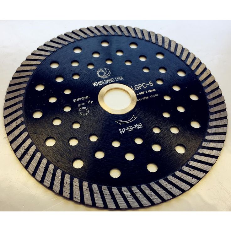 Whirlwind USA 5 in. Turbo Continuous Rim Diamond Blade for Dry or Wet Stone Cutting for Granite