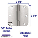 5/8 in. Satin Nickel Squeak Proof Hinge (3-Pack) - Super Arbor