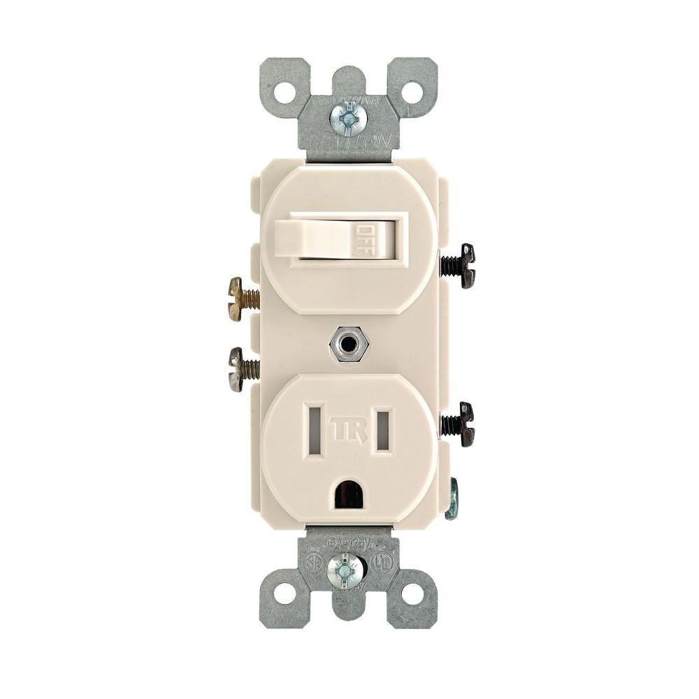 15 Amp Tamper-Resistant Combination Switch/Outlet, Light Almond - Super Arbor