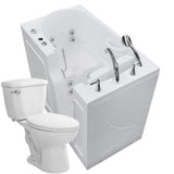 52.8 in. Walk-In Whirlpool Bathtub in White with 1.28 GPF Single Flush Toilet - Super Arbor