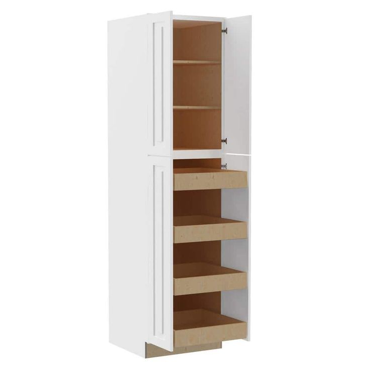 Home Decorators Collection Grayson 24 in. W x 24 in. D x 90 in. H Assembled Plywood Pantry Kitchen Cabinet in Pacific White with 4ROT Soft Close