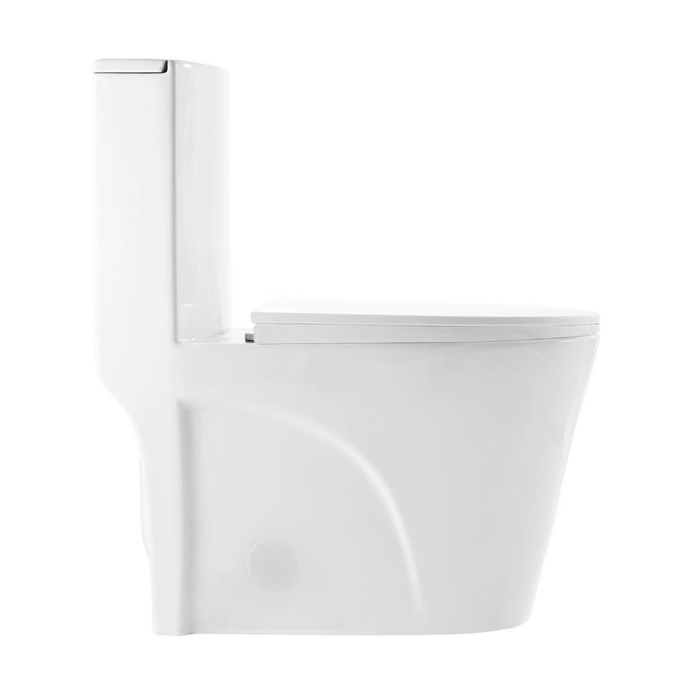St. Tropez 1-Piece 0.8/1.28 GPF Dual Flush Elongated Toilet in White - Super Arbor