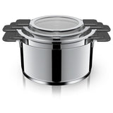 6-Piece Stainless Steel Inductive Pot Set with Straining and Hands-Free Glass Lids