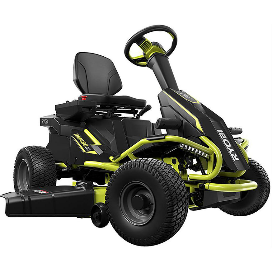 RYOBI 38 in. 100 Ah Battery Electric Rear Engine Riding Lawn Mower and Bagging Kit