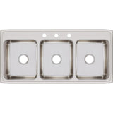 Lustertone Drop-In Stainless Steel 46 in. 3-Hole Triple Bowl Kitchen Sink - Super Arbor