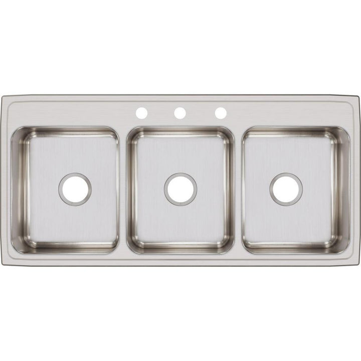 Lustertone Drop-In Stainless Steel 46 in. 3-Hole Triple Bowl Kitchen Sink - Super Arbor