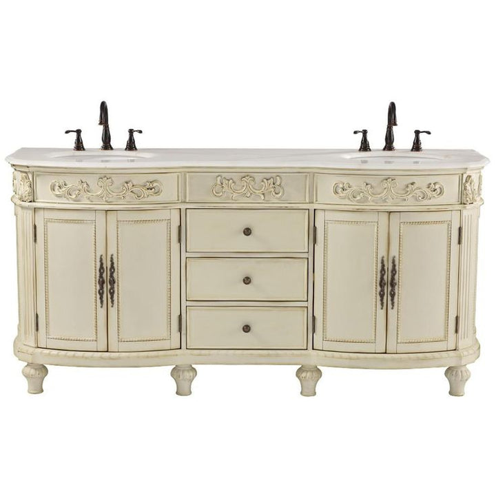 Chelsea 72 in. W Double Bath Vanity in Antique Cherry with Granite Vanity Top in Black