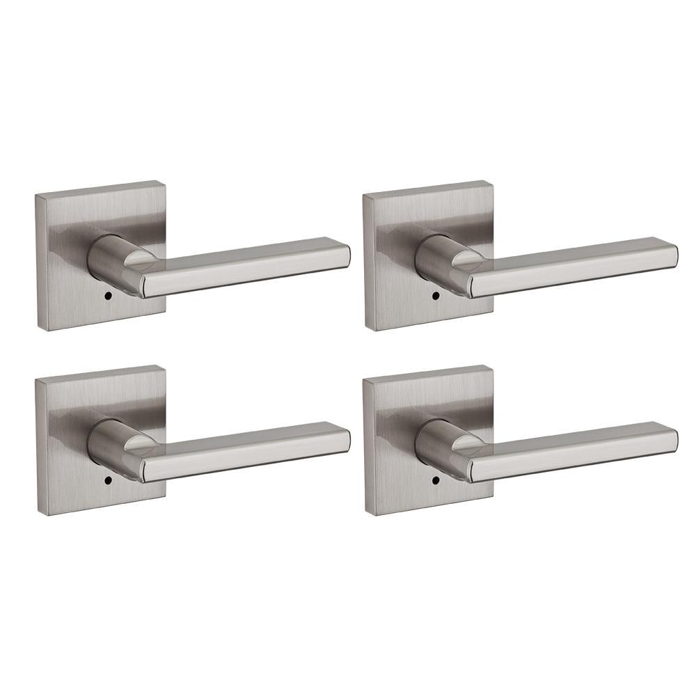 Halifax Square Matte Black Privacy Bed/Bath Door Lever (4-Pack) - Super Arbor
