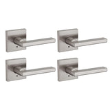 Halifax Square Matte Black Privacy Bed/Bath Door Lever (4-Pack) - Super Arbor
