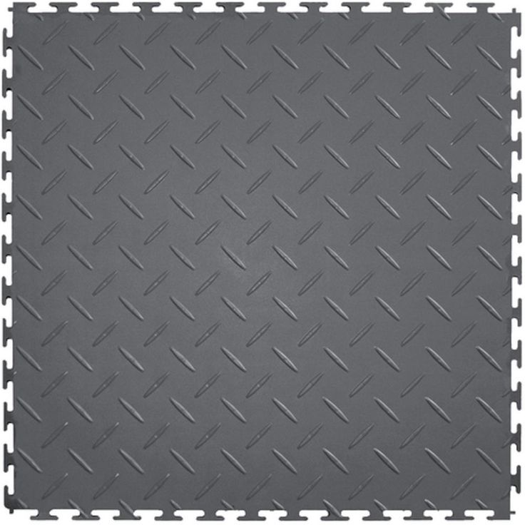 Supreme Garage Tiles Diamond Plate 1.71 ft. Width x 1.71 ft. Length Dark Gray PVC Garage Flooring